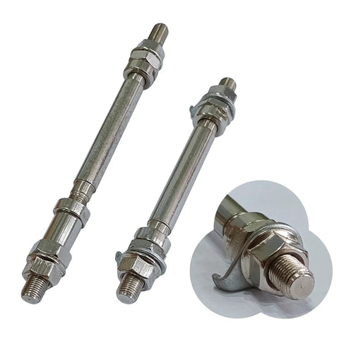 4 Piece Axles And Bearings Kit For Gas Motorized Bicycle With Mag Wheel Set 26 Inch And 29 Inch, silver axles close-up.