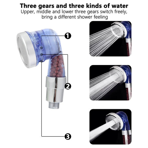 Blue Sprayer Head With Filter For Shampoo Bowl Three Function Pressurized Shower Head With Water Saving Feature And High Pressure Water Flow