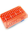 12V Four Channel Relay Module With Opto Isolation And High And Low Level Trigger For Arduino And Home Automation, 250V AC Load, SMD Optocoupler For Projects, orange PCB underside