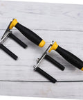 One Pair Heavy Duty Gypsum Board Lifter Designed For No Sweat Handling Of Glass And Ceramic Tile Panels With Adjustable Angles And Slick Grip For Effortless Job Site Moves, featuring black rubber grip handles.