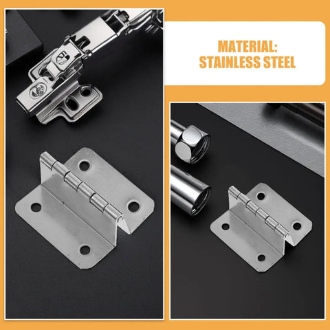8 Pack Stainless Steel Folding Bifold Butt Hinges with Four Hole Four Fold Design for Cabinet Doors and Small Folding Tables