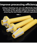 Heavy Duty Spindle Cleaner Brush And Precision Tool Holder For Cnc Milling Machines Delivering Rock Solid Vibration Free Clamping Constructed From Heat Resistant Materials For Quick Easy Tool Swaps Now, three yellow cleaning rods with foam pads.