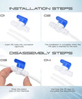 Installation and disassembly steps for 1/4 Inch Water Line Kit for Reverse Osmosis Systems with quick connect fittings.