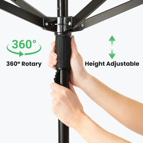 Adjusting height on Outdoor Clothes Drying Rack With 4 Aluminum Arms Folding Rotary Dryer 12 Lines Spanning 165 Feet