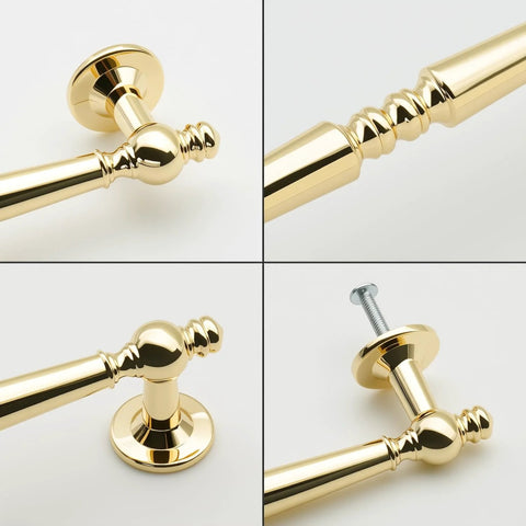 Close-up views of 10 Pack Polished Gold Cabinet Pulls 5 Inch Center To Center Holes 128mm Zinc Alloy Polished Brass Drawer Handles