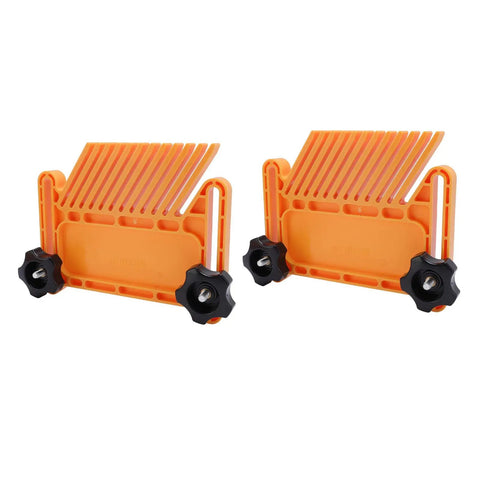 Flat Out Featherboard For Table Saw And Band Saw Featuring Threaded Knobs And Slot Bracket, orange ABS material, two pieces.