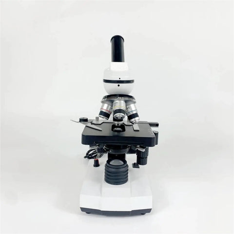 Front view of Monocular Biological Microscope 40X To 1600X With Bright LED Illumination For High School Students Science Labs And Home Education Built Tough For Beginners