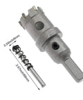 Carbide Tooth Tipped Hole Saw Cutter 1 Inch 25mm For Stainless Steel Sheet Metal Plastic FRP with drill bit visible