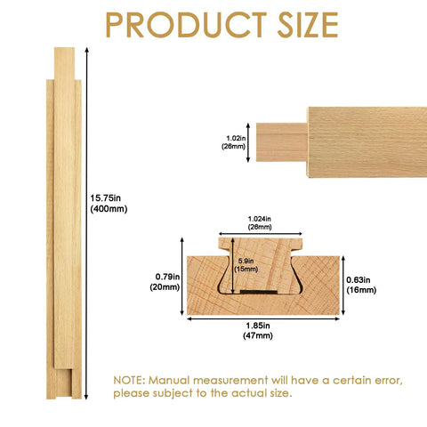 Tough Built Beech Wood Undermount Drawer Slides With Hella Smooth Gliding Bottom Rails And No Sweat Center Mount Track Replacement Kit For Home Furniture 15.7 Inch Runners size diagram with detailed measurements.