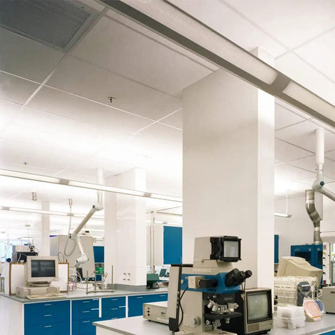 Laboratory with Power Sentry Emergency Battery Backup For T5 And T8 Fluorescent Ballasts, ensuring lights stay on during outages.
