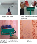 7 Inch 3D Rose Pattern Paint Roller Reusable Texture Tool Without Handle For Walls Total Game Changer Plus No Hassle Application showing painting steps.