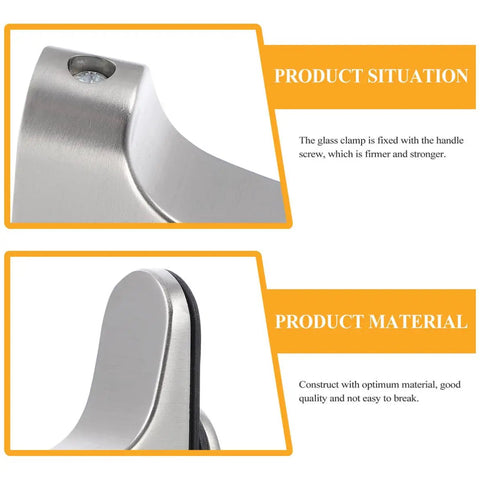 Close-up of zinc alloy 4 Pack Adjustable Floating Glass Shelf Brackets with smooth finish and screw tightening feature.