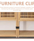 Eight Piece Outdoor Furniture Clips Set Black PP Connectors To Prevent Movement Between Sectional Couches, shown on wood panels
