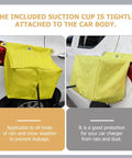 Universal EV Charger Rain Cover With Waterproof Port Shield For Electric Vehicles Outdoor Charging Accessory featuring suction cup attached to car.