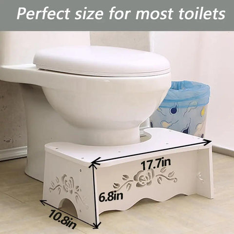 7 Inch Toilet Stool For Easy Bowel Movements, Adult And Kid Friendly Bathroom Step Stool With Detachable Wood Board shown by toilet