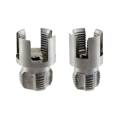 Electric Drill Compatible Pipe Threading Tool Set With 1/2 And 3/4 Inch Dies, heavy-duty steel dies for PVC threading.