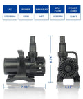 Smart Submersible Pond Pump 1800 GPH 100W Quiet Waterfall Fountain For Small Ponds Garden Yard Patio IPX8 side view