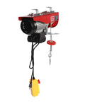 Huge 1763 Lbs Max Load Mini Electric Hoist Winch with emergency stop button, red color, compact for overhead towing and lifting.