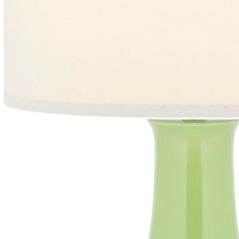 Green Ceramic Table Lamp With White Shade 27.5 Inch Modern Contemporary Lighting For Bedroom Living Room And Home Office LED Bulb Included