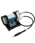 Top Shelf Mini Bench Grinder With Quick Adjust Speed Dial For Smooth Polishing And Fine Sanding On Jade Jewelry Engraving Tasks. Compact design with polishing stone.