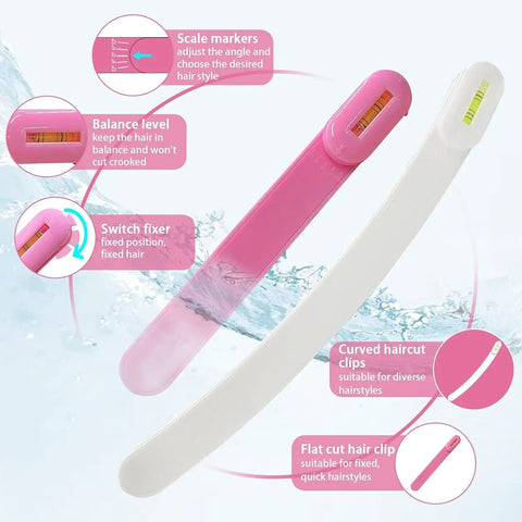 Pink Cordless Hair Trimmer Kit For Women To Snip Split Ends And Trim Bangs Or Bobs At Home With Professional Stainless Steel Blades Easy DIY Haircut Tool For Layers And Touch Ups Perfect Gift Idea, featuring scale markers and level balance.