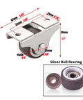Solid 1 Inch Fixed Caster Wheels Featuring Silent TPR Rubber Deliver Straight Shot Movement On Furniture And Storage Bins showing dimensions and details.