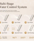 Elongated Electric Bidet Toilet Seat With Instant Tankless Warm Water Spray Auto Air Dryer And No Sweat Easy Install top view of water control system features.