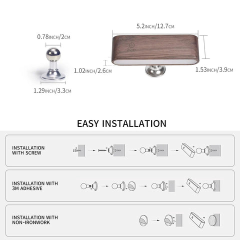 Cordless LED Wall Sconces With 360 Degree Rotating Magnetic Reading Light Real Wood Grain Night Lights installation guide