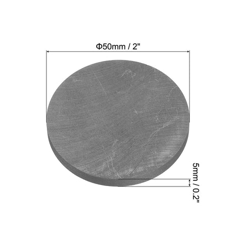 High Purity Graphite Block Disk Ingot 50x5mm Electrode Plate Sheet Pack Of 3 for labs and foundries use, showing dimensions.