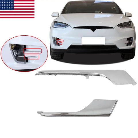 Fresh Premium Chrome Fog Light Trim Moldings For Front Bumper Right Side Plug And Play Tesla Model X 2016 2021 with glossy finish.