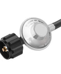 Close-up of Six Foot Propane Adapter Hose With Regulator To Quick Connect For 17 And 22 Inch Blackstone Tabletop Camper Grills