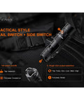 800 Lumen USB Rechargeable EDC Flashlight With Dual Switch Tail Light tactical features description