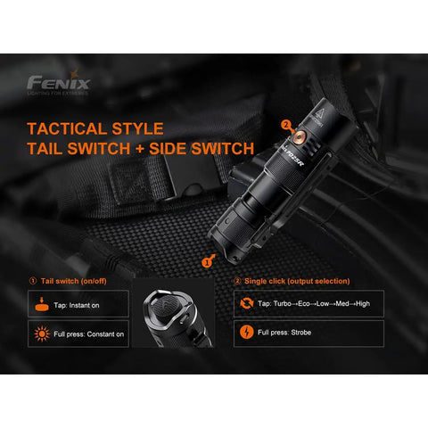 800 Lumen USB Rechargeable EDC Flashlight With Dual Switch Tail Light tactical features description