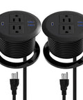 Two Pack Desktop Power Grommet PD20W Fast Charging USBC Three Inch Round Flush Mount Desk Outlet with USB and AC outlets