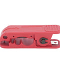 Pro Grade Wire Stripper Tool With Precise Crimping and 360 Rotation Cutting, Auto Adjusting Jaw, Ergonomic Handle, Clean Cuts, Wide Compatibility for Ethernet RJ45, Coax, Power, and Electrical Cables red plastic
