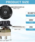 Temperature Control Switch 250V 25A Capillary Thermostat For Ovens Fryers Refrigerators And Heaters 60-200C Range 0.7m Capillary Easy Install Durable Kitchen Equipment Controller, 44x34x35mm