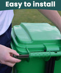 Two Pack Wheelie Trash Can Lid Hinge Pins Replacement for Rehrig Sierra Huskylite 95-Gallon Bins being installed