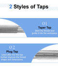 Metalworking Hand Tap Set 2 Pack For M10 X 1.25 Threads Taper And Plug Taps Pro Grade High Speed Steel HSS Right Hand Hand Threading Kit For DIY And Pro Projects showing taper and plug tap styles