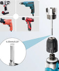 3Pcs PVC Pipe Threader Tool Kit For 1/2 And 3/4 Inch Plastic Pipes With Dual Function Internal External Tapping And Threading Capability Includes Step Drill Bit For Electric Drilling Projects And Diy Plumbing Repairs showcasing compatible drill types and a 6.35mm bit.