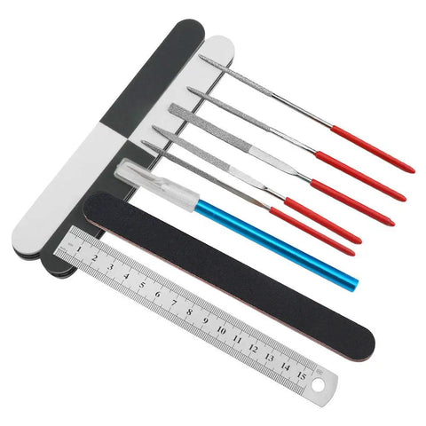 28 Pcs Modeler Tools Set for Gundam and Model Kits with files, ruler, knife, and sandpaper shown with Plastic Box Hobby Craft Kit