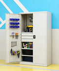 Real Deal High Grade Steel Tool Cabinet With Safety Lock, Lockable Storage Chest Built Dang Tough, organized tool storage in garage.
