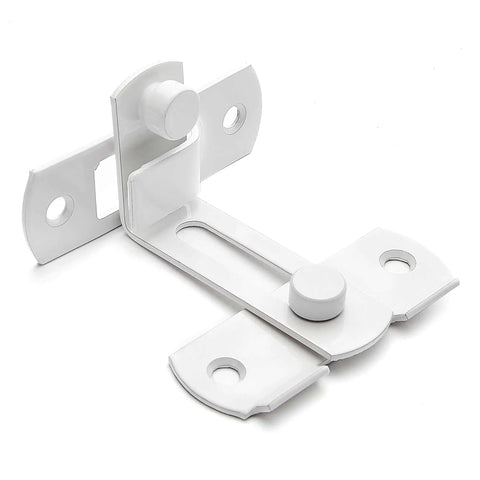 Four Pack White 90 Degree Flip Barn Door Lock Latches Stainless Steel Gate Latch Security Lock for sliding doors.