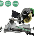 Pro Grade Miter Saw With Eight And A Half Inch Blade And Linear Ball Bearing Slide System for ultra-smooth accurate cuts.