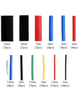 All In One 750 Piece Heat Shrink Tubing Kit With 12 Color Coded Sizes, 45mm length, various diameter tubes displayed