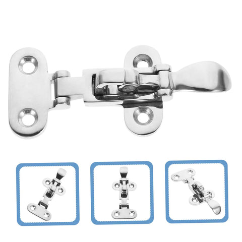 Stainless Steel Marine Catch Latch And Hasp Lock Set Silver 11.5x4.9cm For Boat Cabinets With Saltwater Resistance And Durable Heavy Duty Toggle Clamp Style Installation For Secure Seaworthy Doors, front view