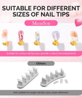 Update Nail Stand Set For Press Ons With Two Spotted Cloud Magnetic Bases showing various size compatibility and included components.