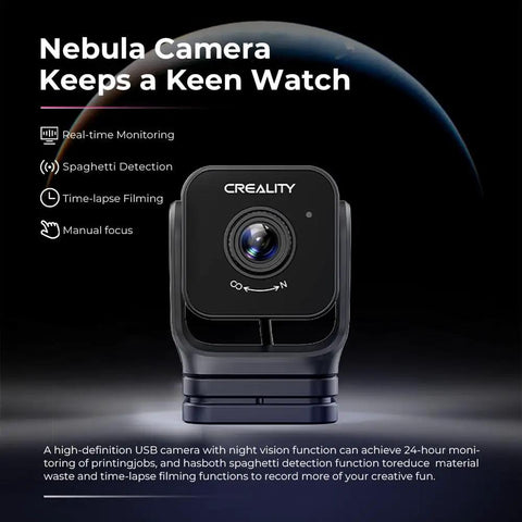 Front view of Nebula Camera For 3D Printing With Real Time Monitoring And Time Lapse Spaghetti Detection Cloud WiFi Plug.