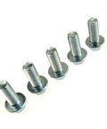 Hardcore 3/4 Inch Go Kart Clutch Bolt Kit For Predator Engines And Minibike With Lock Washers Straight Swap Fit For 10 Or 12 Teeth Engines 5 Piece Set screws shown in a row.