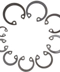Spring Steel Snap Ring Kit External Retaining Ring Set For Shafts And Axles, Heavy Duty Circlips Assortment in circle arrangement
