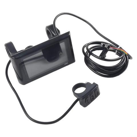 Top Tier S966 Color LCD Display For 24-72V E Bikes With Real Time Speed Power And Temp Monitoring To Upgrade Your Ride Game Today black ABS e-bike display with wiring and handlebar mount